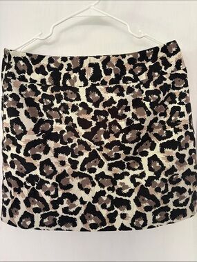 LOFT Leopard Print Mini Skirt in Black, Brown, Cream